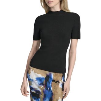 DKNY Cap Sleeve Mock Neck Sweater in Black at Nordstrom Rack, Size Xx-Small