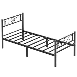 Vasagle Marco de cama individual de metal para colch&oacute;n de 90 x 200 cm de negro