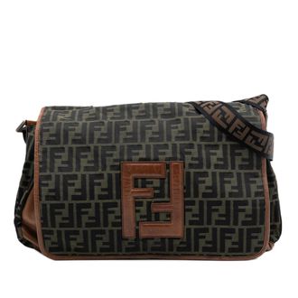 Fendi Pre-owned Womens Zucca Canvas Ff Messenger Bag - Dark Green Textile - One Size