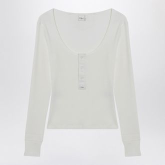 Chlo&eacute; Wei&szlig;es Henley-Baumwolljersey-Oberteil von Chlo&eacute;