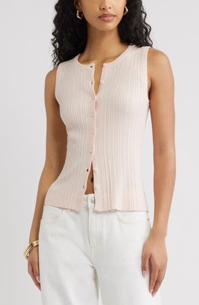 Open Edit Button Front Rib Tank in Pink Peony Bud at Nordstrom, Size Xx-Small