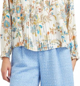 Current Air Floral Tie Neck Blouse In Multi