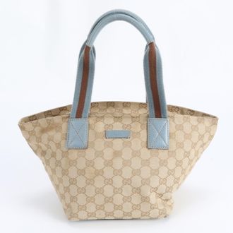 Gucci Gg Canvas Brown Gg Canvas Leather Handbag Tote Bag (Pre-Owned)
