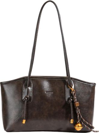 Generic PU Pocket Storage Retro Shoulder Bags Large Capacity for Work (Coffee)