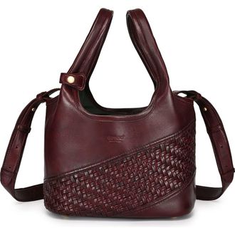 OLD TREND Lily Small Handwoven Everyday Leather Tote in Burgundy at Nordstrom