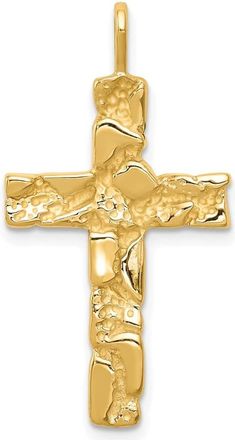 Diamond2Deal 10k Yellow Gold Nugget Cross Pendant