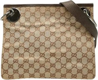 Gucci Pre-owned Cross Body Bags, female, Beige, Size: ONE SIZE Pre-owned Canvas Cross Body Bag
