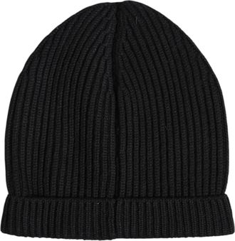 Dolce & Gabbana Black Cashmere Knitted Winter Beanie Mens Hat