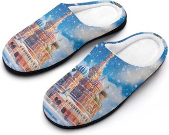 Generic Saint-Basils Cathedral Womens Slippers Warm House Slippers Indoor House Shoes with Anti-Skid Rubber Sole
