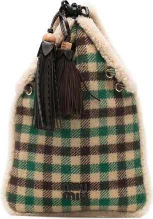 Miu Miu tartan shearting-tream pouch bag - Green