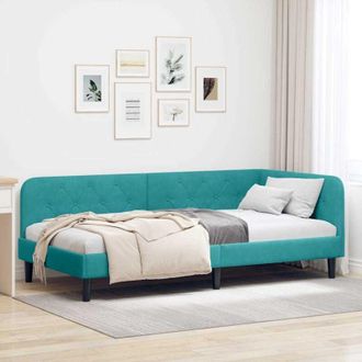 vidaXL Estructura De Cama En Esquina Crema 90 X 200 Cm Terciopelo