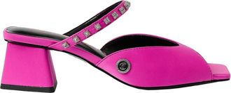 Just Cavalli Satijnen Sandaal met Metalen Details - Dames - Muiltjes - Roze - 37 EU - Satijn - Schoenen