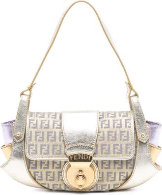 Fendi Pre-owned Fendi Zucchino Coated Canvas and Metallic Leather Compilation Shoulder Bag Ladies 2JETUU4KGNKDTC9C