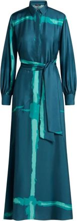 Kiton Lange Gedrukte Zijden Jurk - Dames - Maxi kleedjes - Blauw - M - Kleedjes