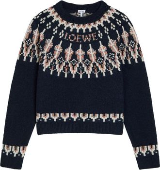 Loewe Patterned Wool-blend Jumper - Navy - M (UK12 / M)