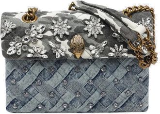 Kurt Geiger Kensington Crystals Bag - Dames - Schoudertassen - Blauw - ONE Size - Denim - Tassen