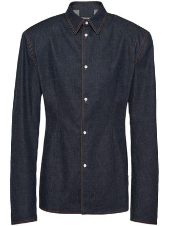 Prada Giacca denim con applicazione - Blu