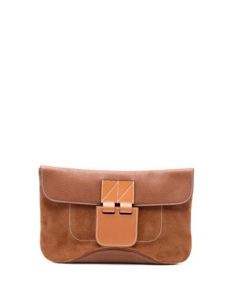 Hermès 2016 Doblis and Swift Clemence Virevolte 35 clutch bag - Marrone