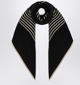 Toteme Black silk scarf with central monogram
