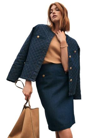 Jessica London Classic Cotton Denim Short Skirt in Indigo at Nordstrom, Size 12