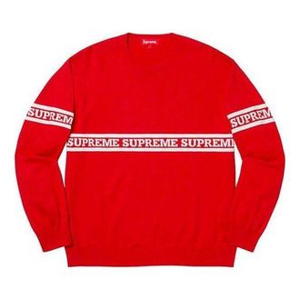 SUPREME Logo Stripe Knit Top Red SUP-FW19-788