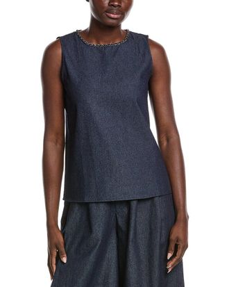 Gracia Chain Embellished Neckline Sleeveless Top