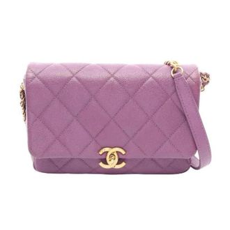 Chanel Pre-owned Matelasse Small Calf Shoulder Bag - Dames - Pre-owned - Paars - Maat: ONE Size Leer