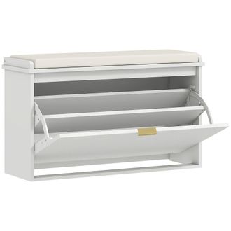HOMCOM Banco zapatero 80x26x47.5 cm blanco