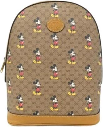 Gucci Pre-owned GG Supreme Rugzak - Dames - Vintage Rugzakken - Bruin - ONE Size - Leer - Vintage