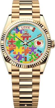 Rolex Collectors Gold Puzzle Piece Oyster Perpetual Day-Date 36mm Watch