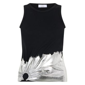 Paco Rabanne Sleeveless Tops, female, Black, Size: XS Metallic Cotton Top
