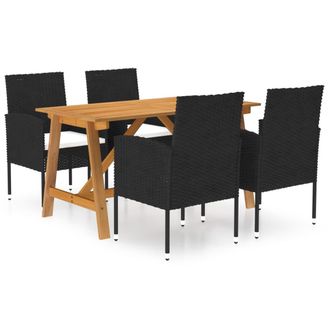 vidaXL Juego De Comedor Para Jard&iacute;n De 5 Piezas Negro Vidaxl
