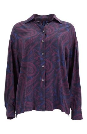 Lords of Harlech Sophie Silk Oversized Blouse in Badalona Plum at Nordstrom, Size Xx-Large