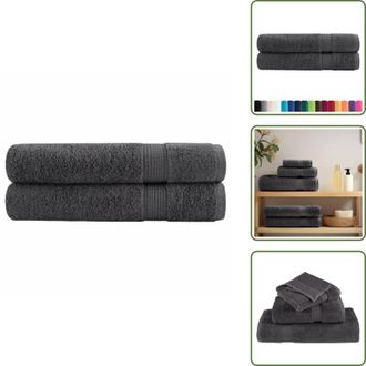vidaXL Asciugamani per sauna premium - vidaXL Asciugamani per sauna Premium SOLUND 2 pz Antracite 80x200 cm 600 g/m&sup2; - Asciugamani per sauna antracite