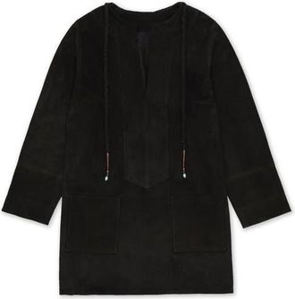 Fortela Chamois Leather Short Dress in Black at Nordstrom, Size 42 Eu