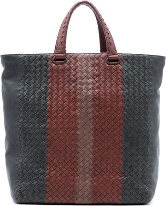 Bottega Veneta Pre-owned Tote Bags, female, Gray, Size: ONE SIZE Pre-owned Woven Leather Tote Bag