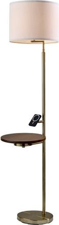 Adesso Wyatt Wireless Charging Floor Lamp with Table in Antique Brass at Nordstrom