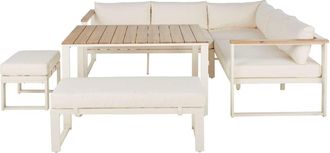 Maisons du monde Sal&oacute;n de exterior de 8 plazas de aluminio y poli&eacute;ster reciclado beige