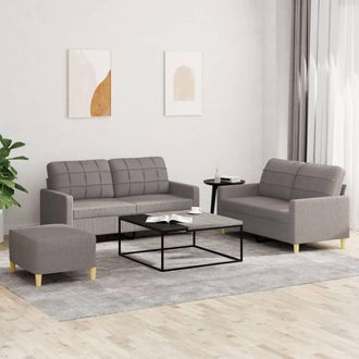 vidaXL Vidaxl - Juego De Sof&aacute;s Con Cojines 3 Piezas Tela Gris Taupe