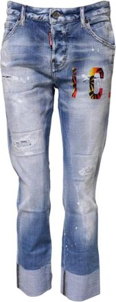 Dsquared2 Blauwe Skinny Denim Jeans met Logo - Dames - Slim Fit Jeans - Blauw - XS - Denim - Jeans
