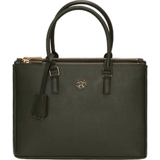 Gorski Top Handle Leather Purse with Crossbody Strap in Olive at Nordstrom