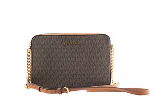 Michael Kors Jet Set Grote Oost-West Saffiano Leren Crossbody Tas Handtas [Bruin Signatuur]