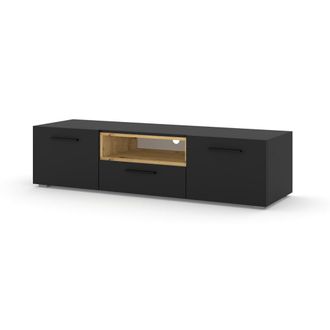 Petits Meubles Mueble TV 3 puertas 151 cm estratificado Negro marr&oacute;n
