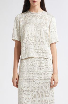 Nellie Partow Dina Textured Silk Blend Top in Silver at Nordstrom, Size 8