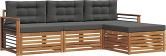 vidaXL Conjunto De Sof&aacute;s De Exterior 4 Uds. Natural Y Antracita Vidaxl