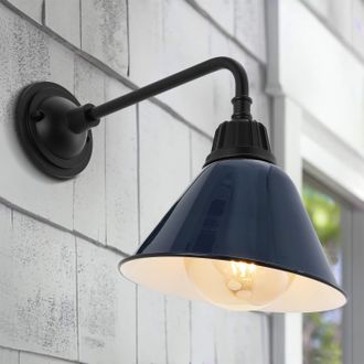 Jonathan Y Designs Croydon 9.63 1-Light Farmhouse Industrial Indoor/Outdoor Iron LED Gooseneck Arm Outdoor Sconce