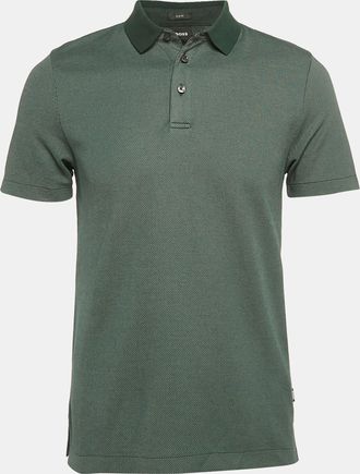 HUGO BOSS Boss By Hugo Boss Green Patterned Cotton Slim Fit Polo T-Shirt