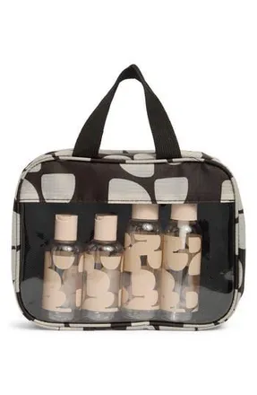 Mytagalongs Clear Toiletry Bag with 6 Bottles in Black/White at Nordstrom Rack