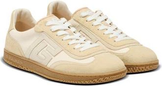 Balmain Swan trainers in suede, aged suede and canvas in Beige at Nordstrom, Size 45