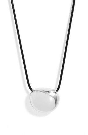 Nordstrom Polished Orb Cord Necklace in Black- Silver at Nordstrom